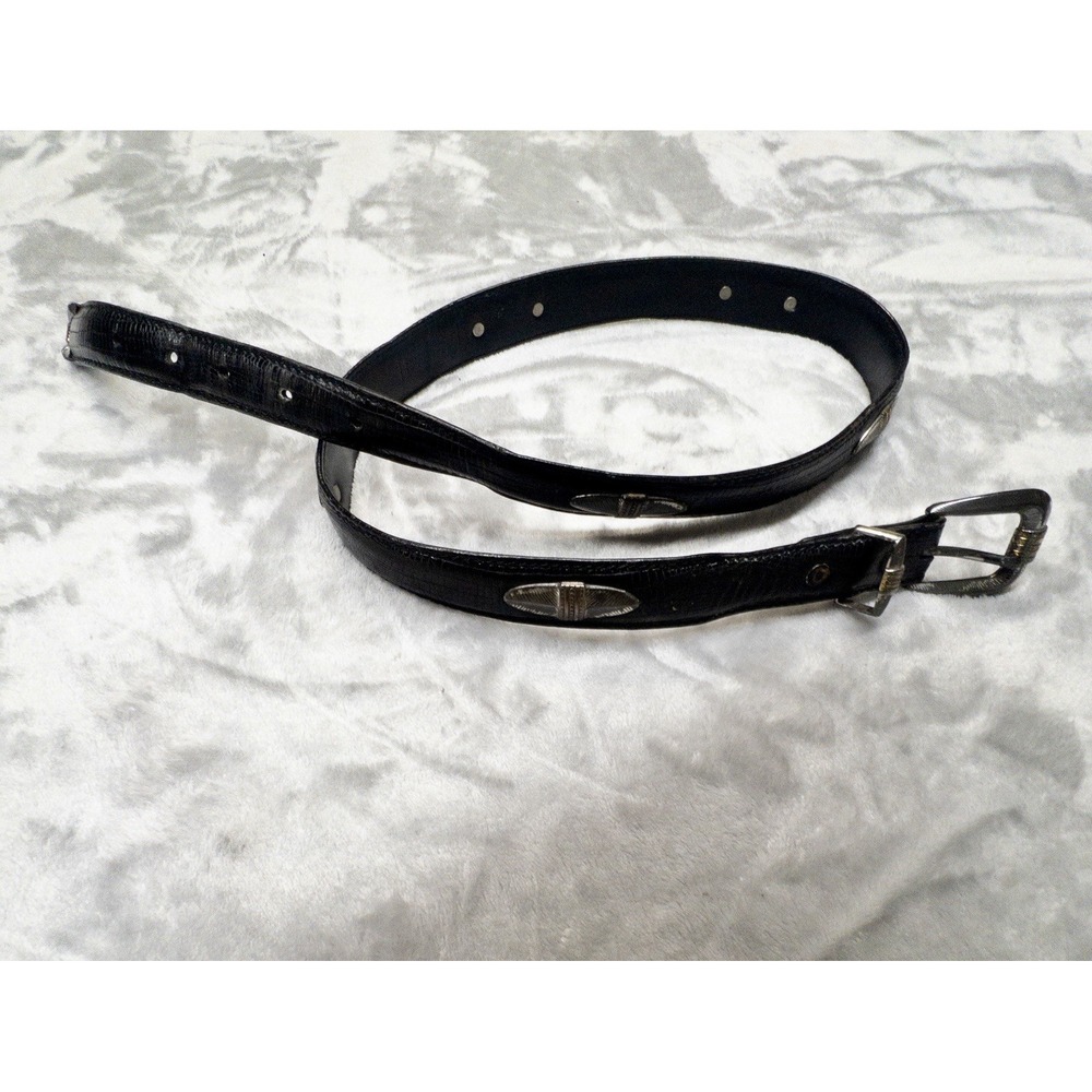RARE BILL ADLER STUDIO FULL GRAIN LEATHER CONCHO BLACK BELT MENS 36